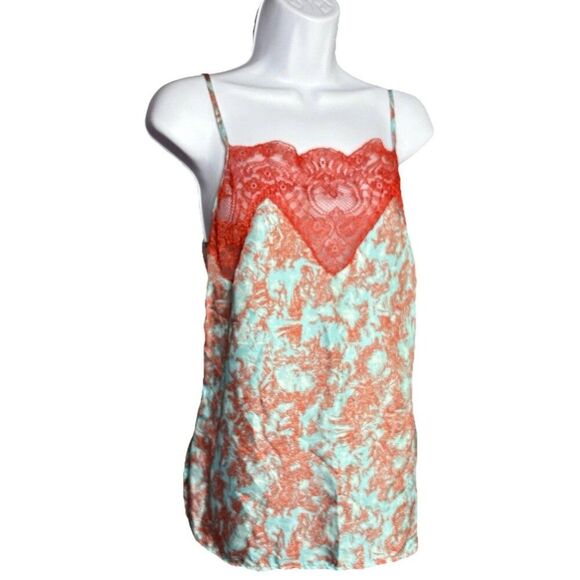 Beatrice B Camisole Lace Top Pop Reef Size 4 Small Teal Orange Made in Italy - Picture 4 of 13